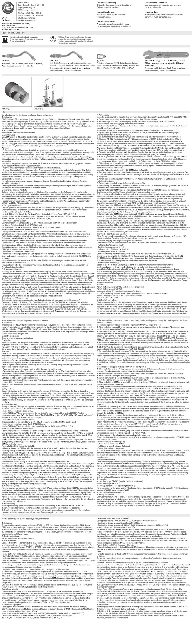 Komet SF1981 Instructions for use