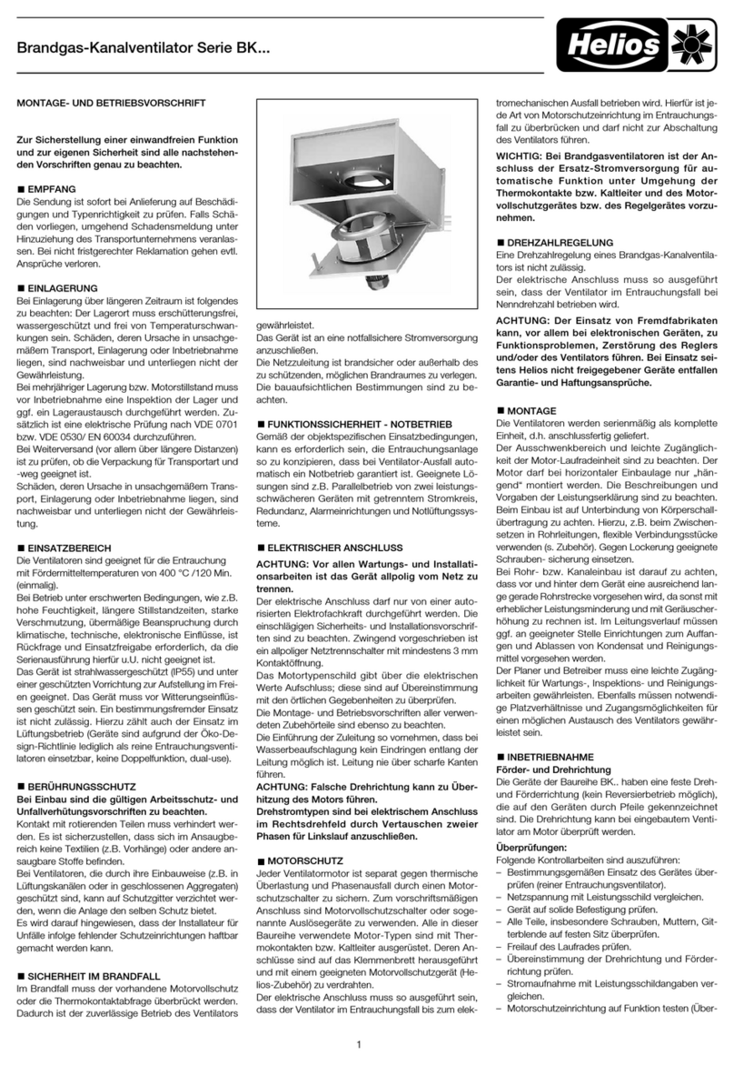 Helios BK Series Installation and operating instructions