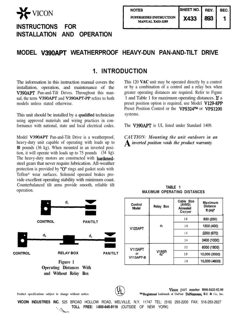 Vicon V390APT Instructions for installation and operation