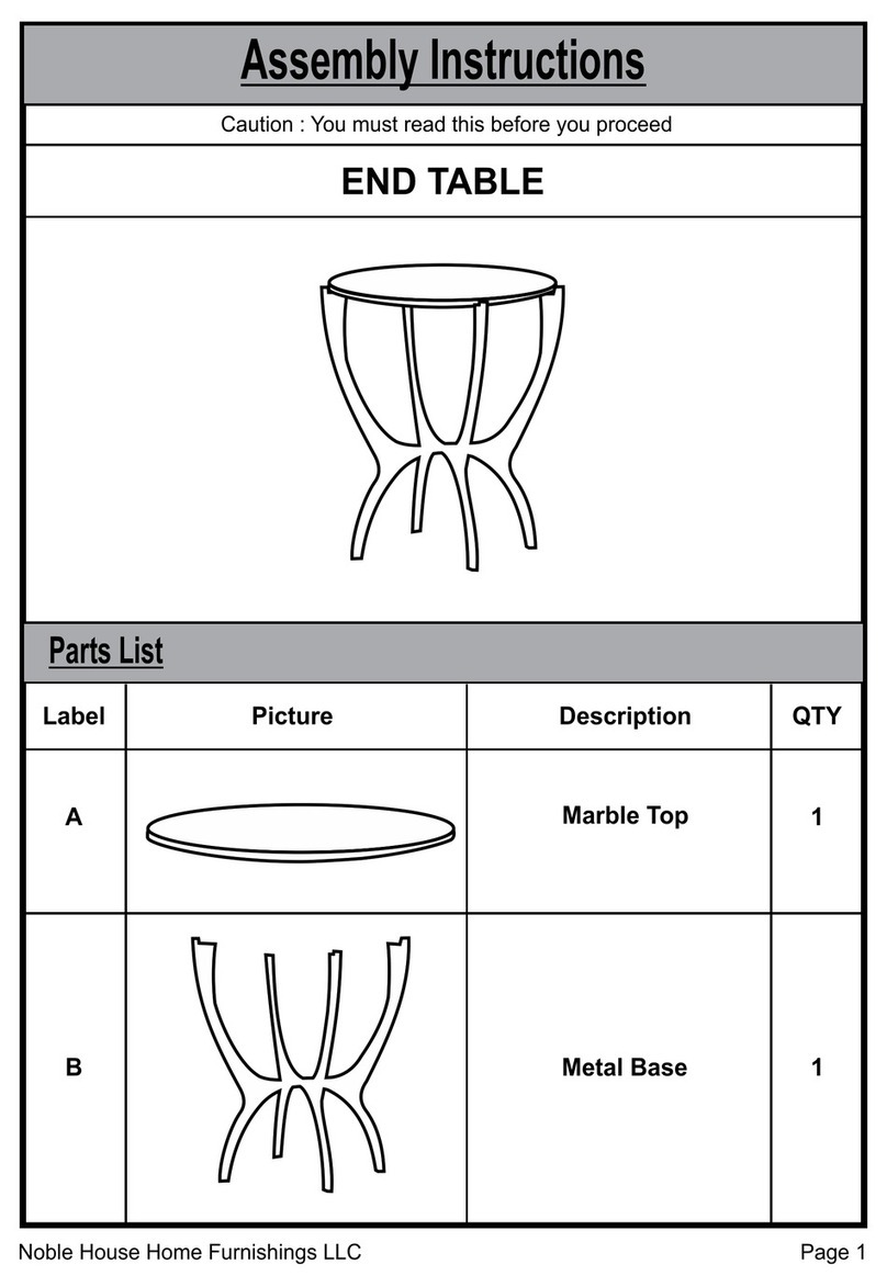 Noble House Home Furnishings END TABLE Assembly instructions Noble House Home Furnishings END TABLE Assembly instructions