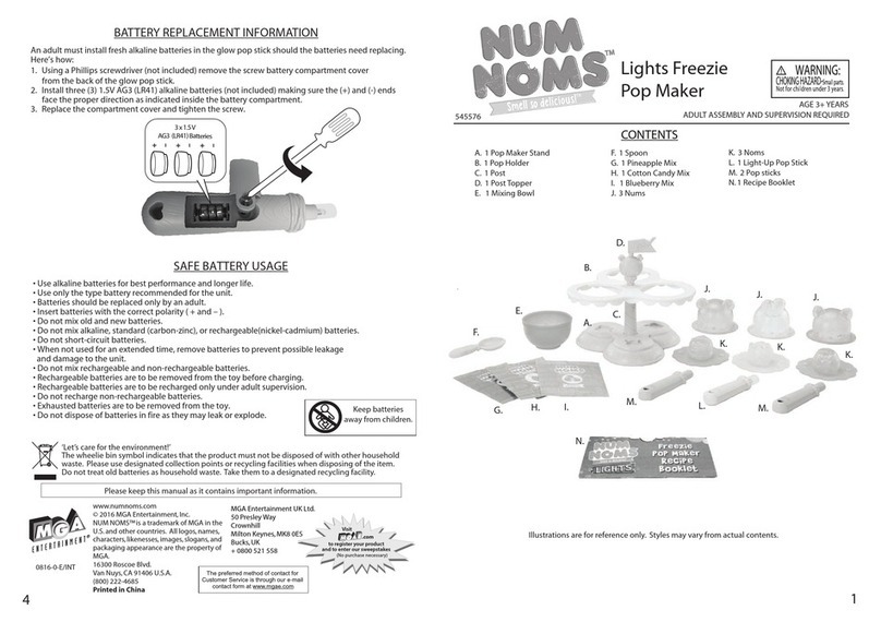 MGA Entertainment NUM NOMS Lights Freezie Pop Maker User manual MGA Entertainment NUM NOMS Lights Freezie Pop Maker User manual
