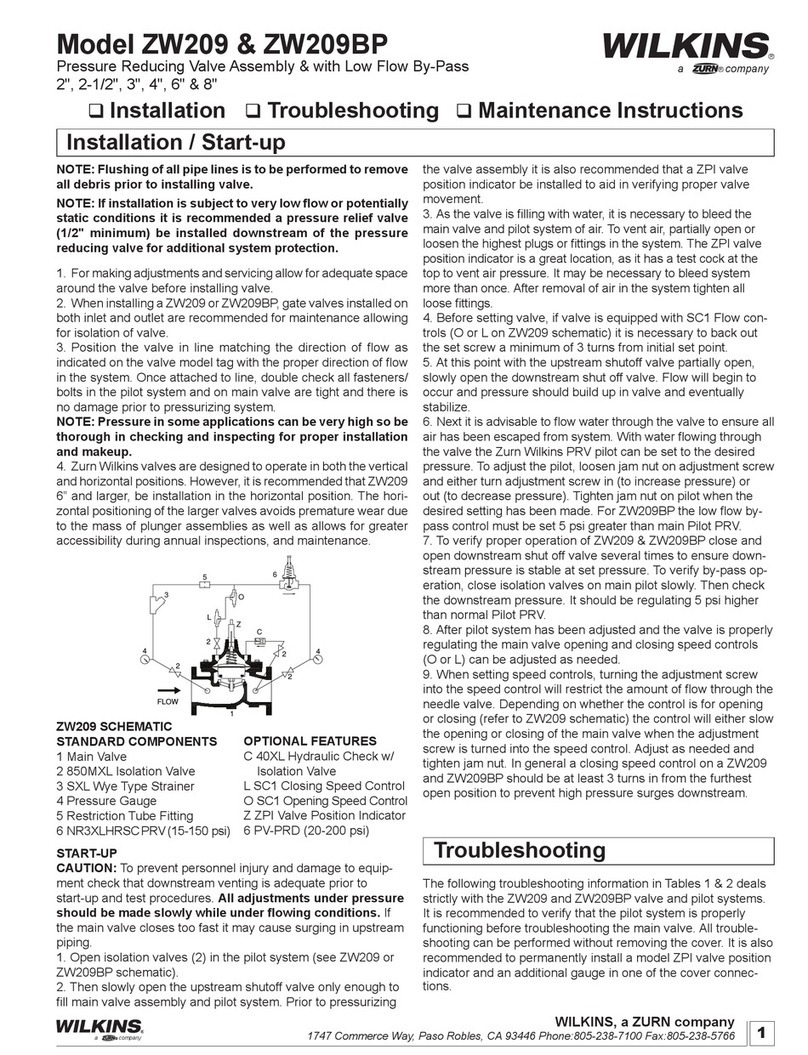 WILKINS ZW209 Installation, Troubleshooting, Maintenance Instructions
