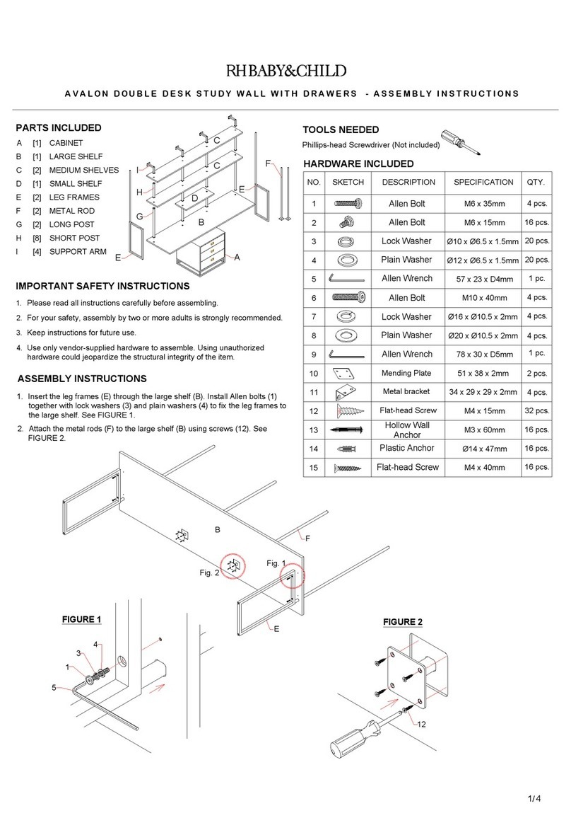 RH Baby&child Avalon Double Desk Study Wall With Drawers Assembly instructions