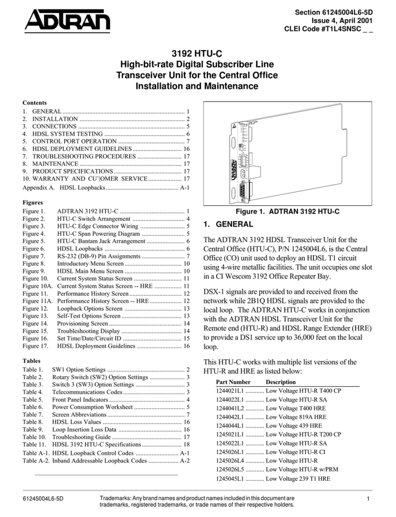 ADTRAN 3192 HTU-C Instruction Manual