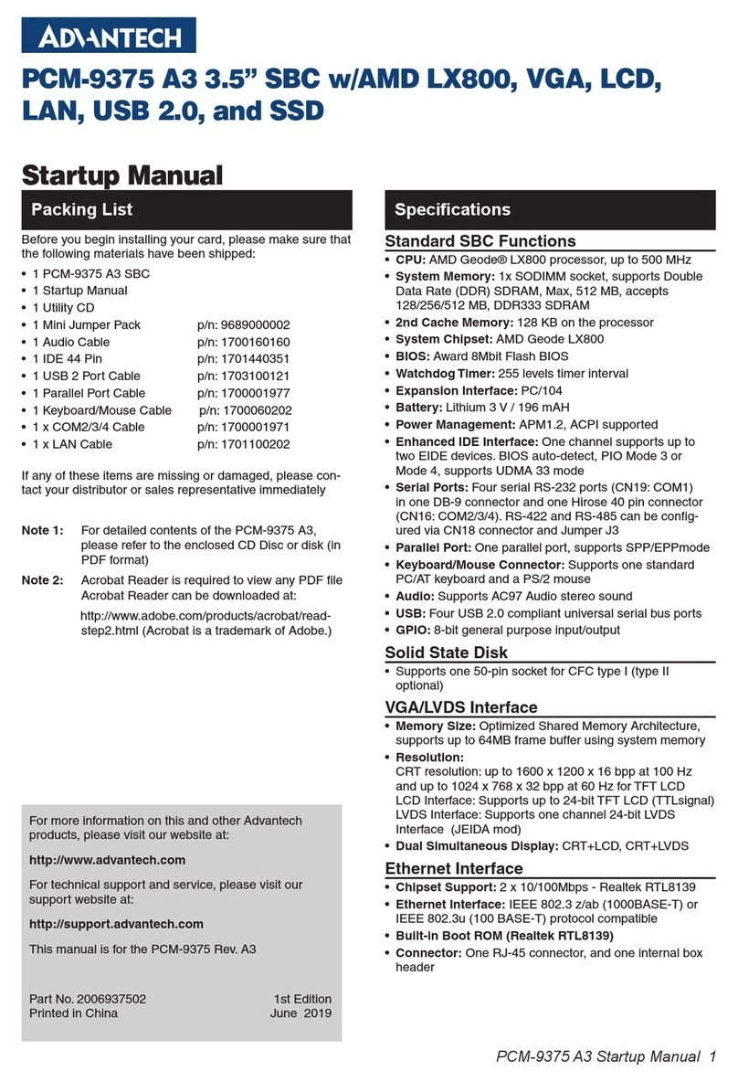 Advantech PCM-9375 A3 Installation and operation manual