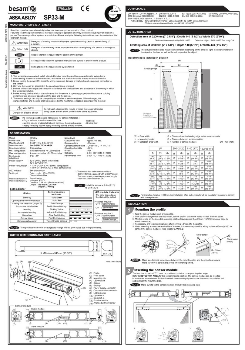 Assa Abloy Besam SP33-M User manual