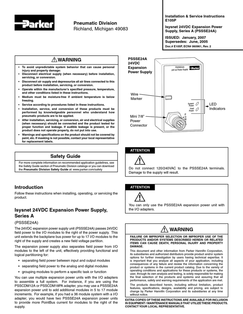 Parker PSSSE24A Installation & service instructions Parker PSSSE24A Installation & service instructions