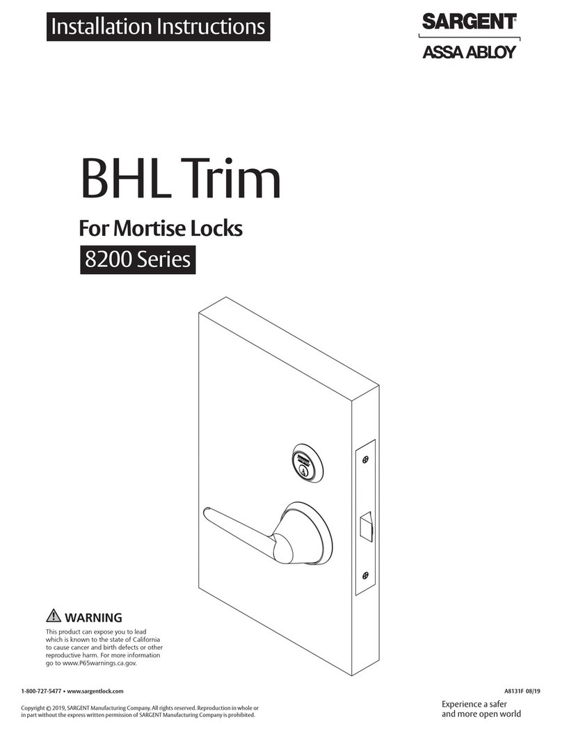 Assa Abloy Sargent 8200 Series installation instructions Assa Abloy Sargent 8200 Series installation instructions