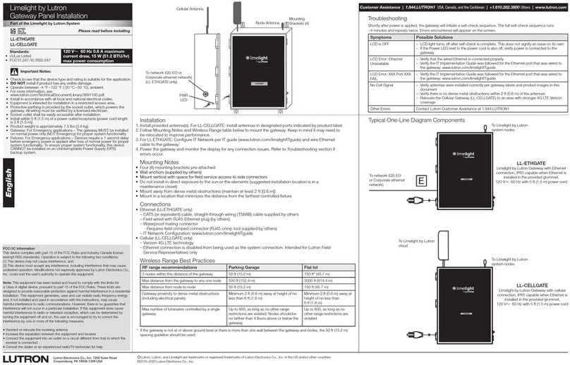 Lutron Electronics LL-ETHGATE Installation