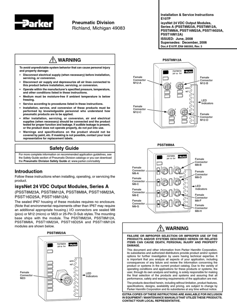 Parker PSST8M23A Installation & service instructions