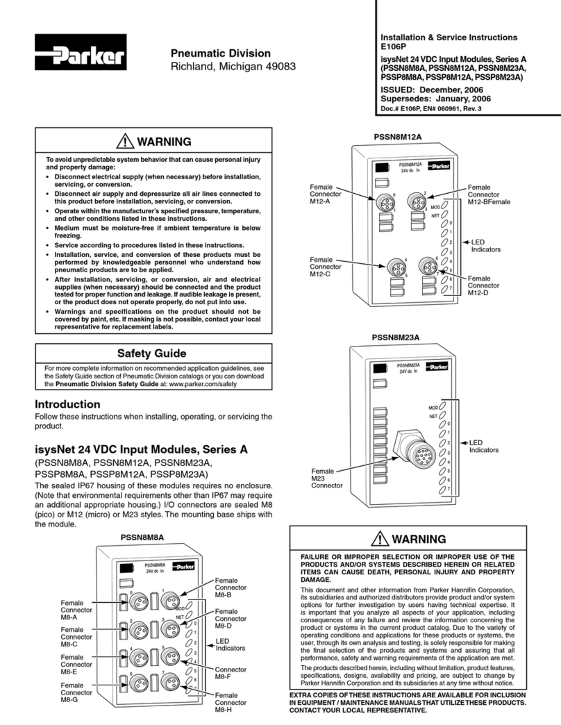 Parker PSSN8M8A Installation & service instructions