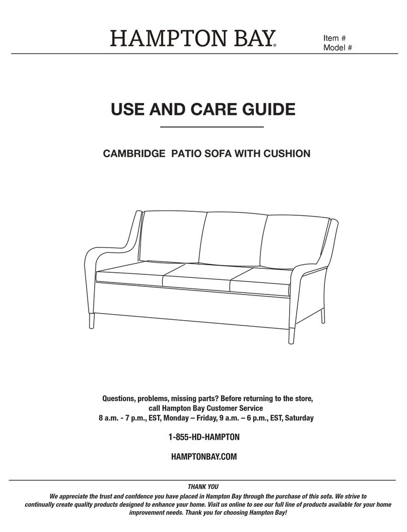 HAMPTON BAY CAMBRIDGE PATIO SOFA WITH CUSHION User manual