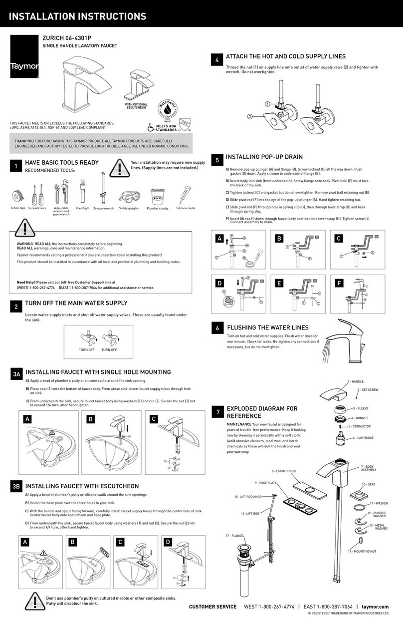 Taymor ZURICH 06-4301P installation instructions