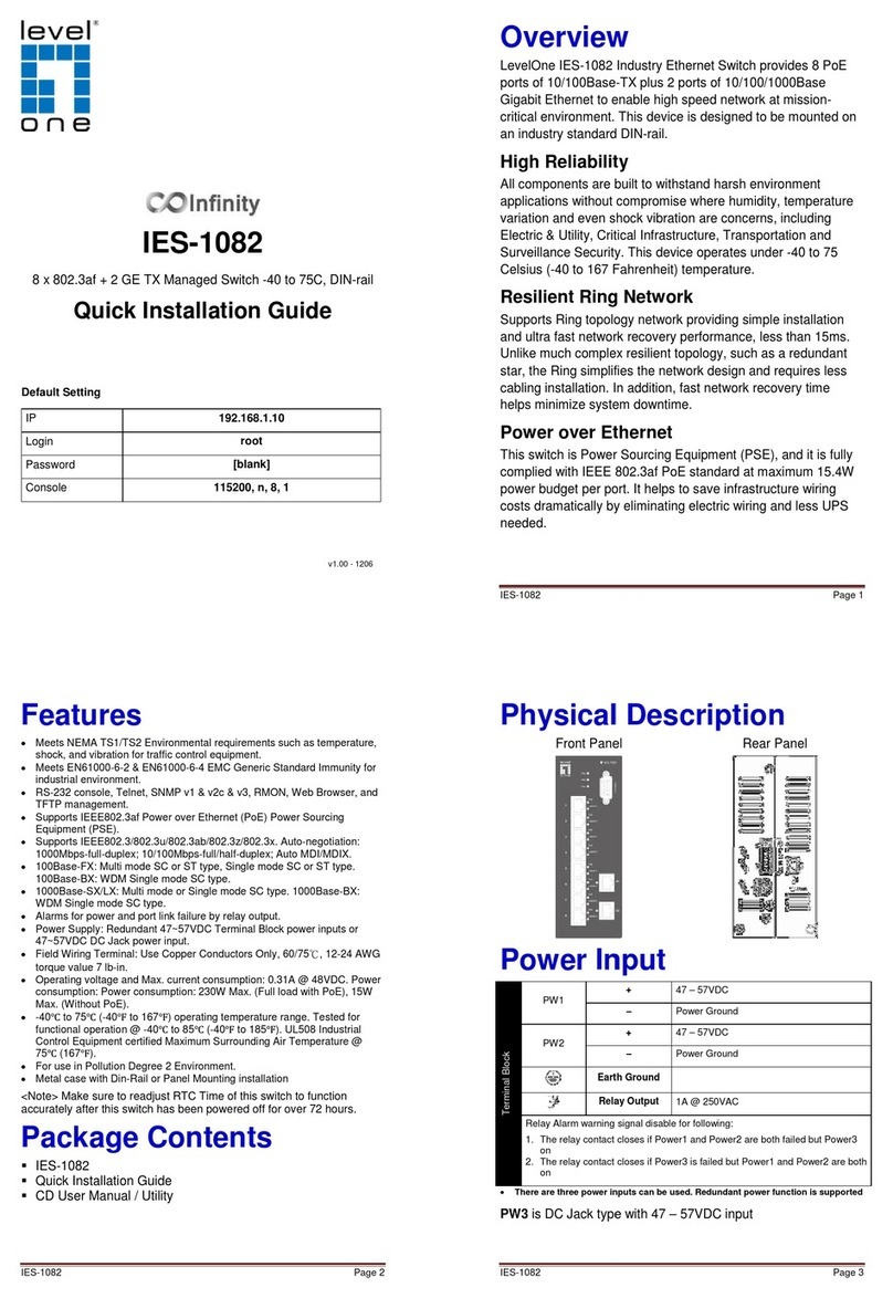LevelOne Infinity IES-1082 Quick installation guide