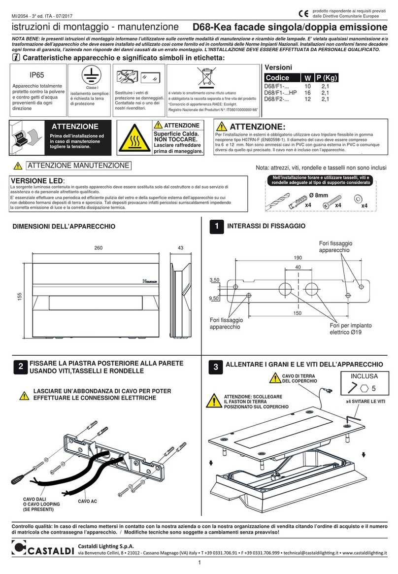 Castaldi Lighting D68-Kea Installation and maintenance sheet