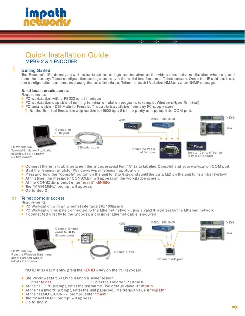 Impath Networks MPEG-2 Quick installation guide