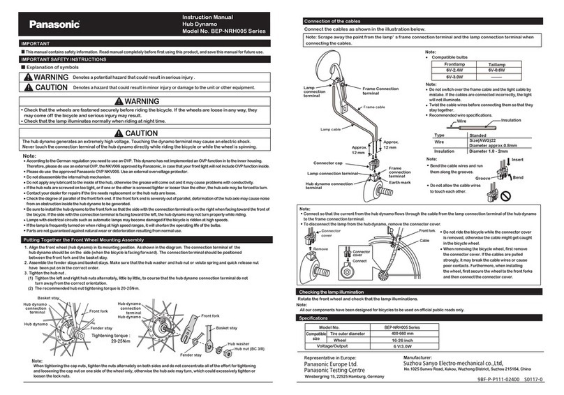Panasonic BEP-NRH005 Series instruction manual