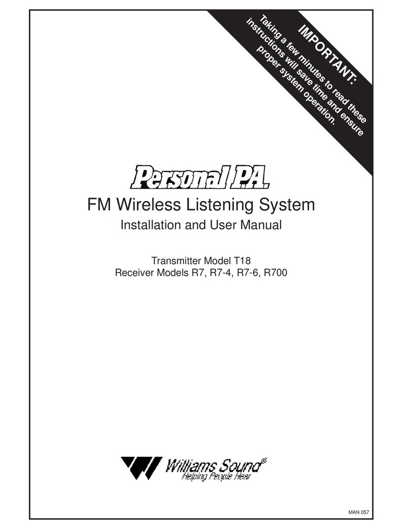 Williams Sound Personal P.A. T18 Installation and user manual
