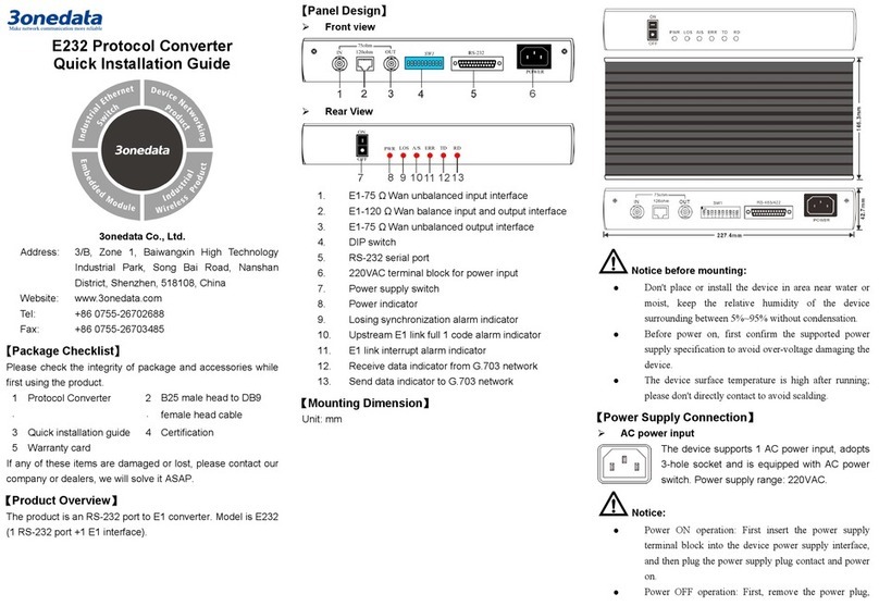 3One data E232 Quick installation guide