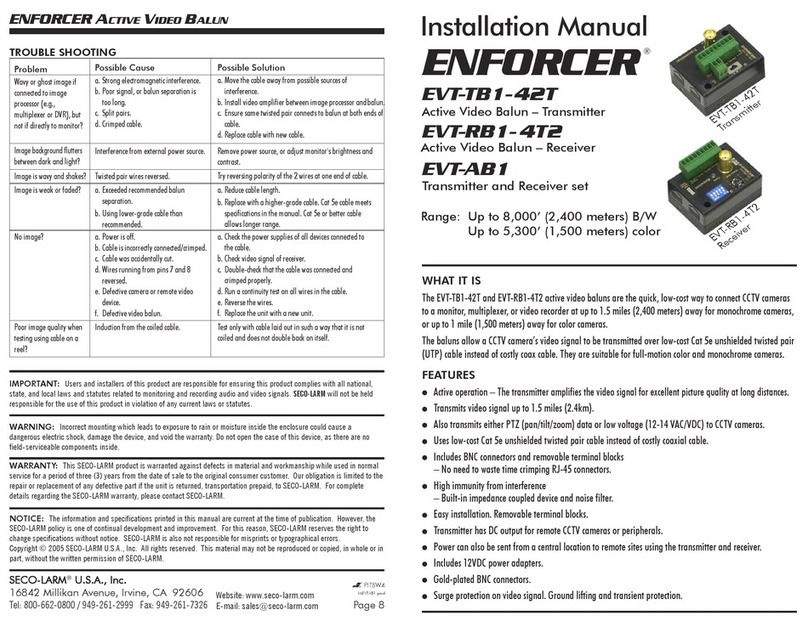 SECO-LARM Enforcer EVT-TB1- 42T User manual