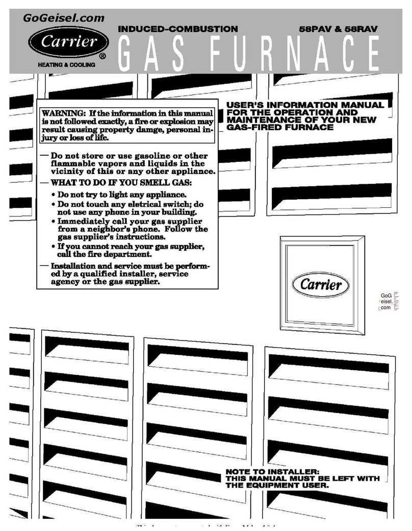 Carrier UPFLOW INDUCED-COMBUSTION FURNACES 58PAV quick start guide