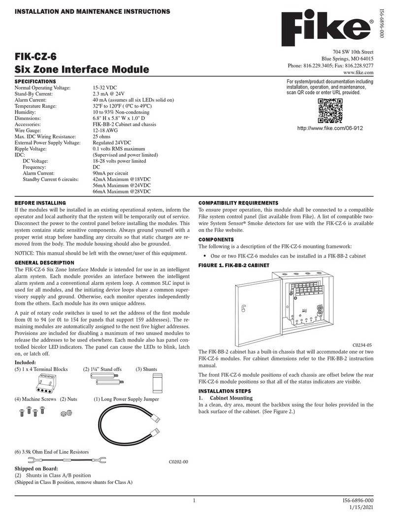 Fike FIK-CZ-6 Installation and maintenance instructions Fike FIK-CZ-6 Installation and maintenance instructions