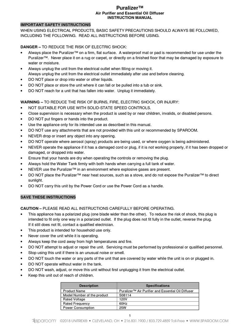sparoom Puralizer S08114 instruction manual