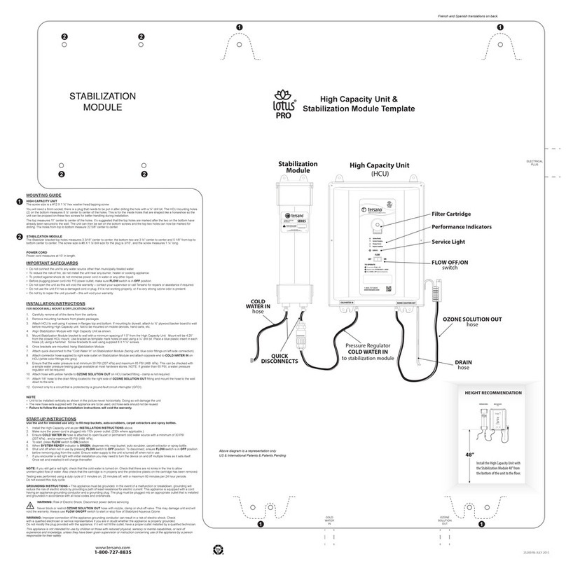Tersano lotus PRO Mounting and installation instructions Tersano lotus PRO Mounting and installation instructions