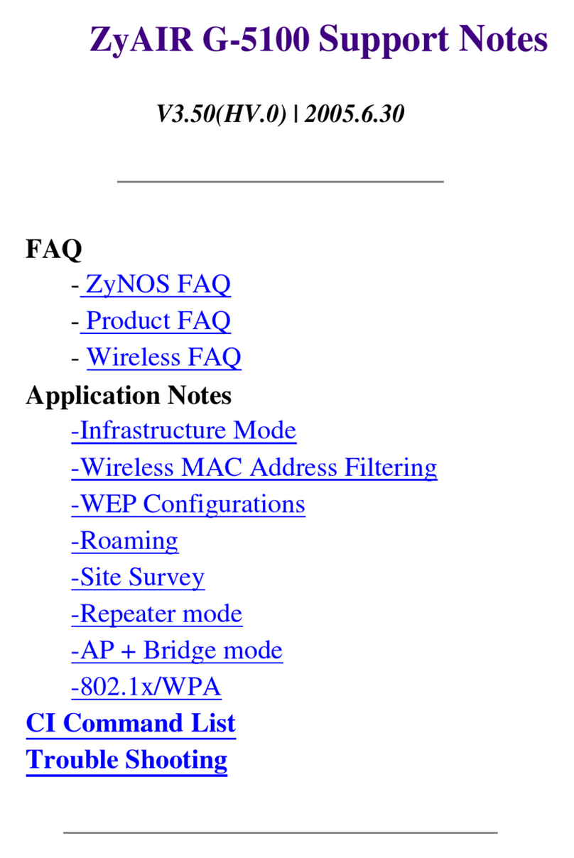 ZyXEL Communications ZyAIR G-5100 Support notes