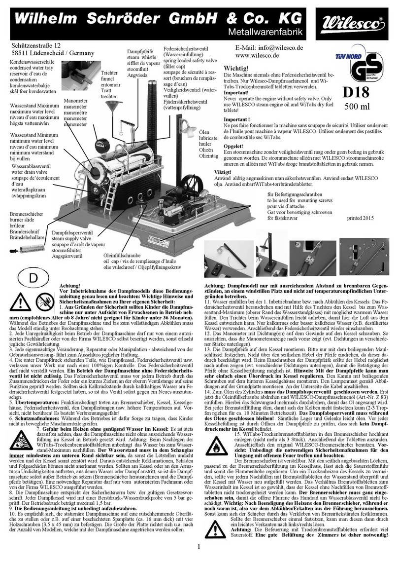 Wilhelm Schroder Wilesco D18 User manual