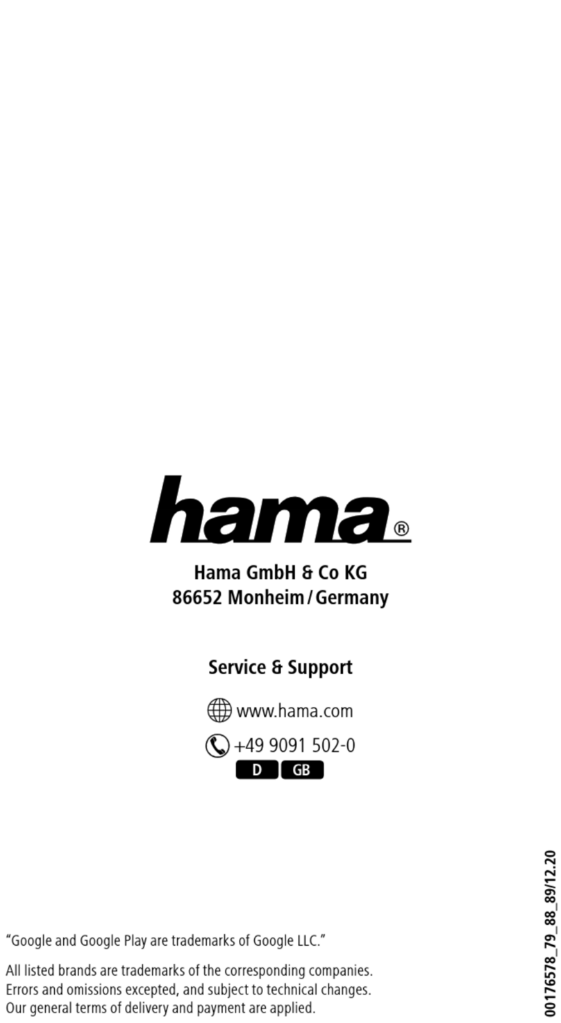 Hama 00176578 operating instructions