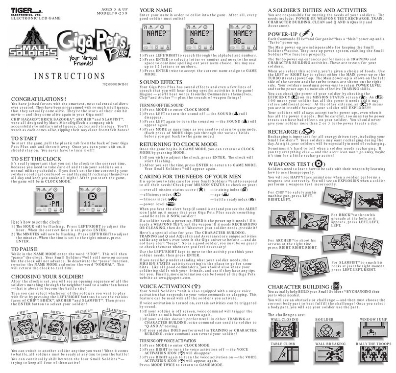 Tiger Electronics DreamWorks Small Soldiers CigaPets Plus... instructions