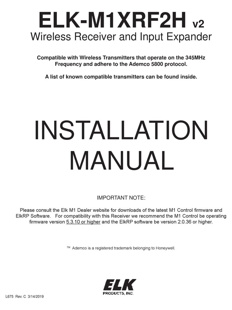 Elk Products ELK-M1XRF2H installation manual