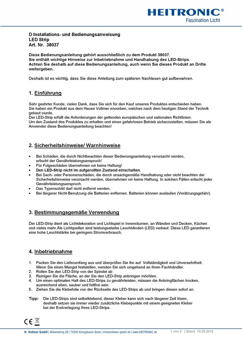 Heitronic 38037 Installation and operating instructions