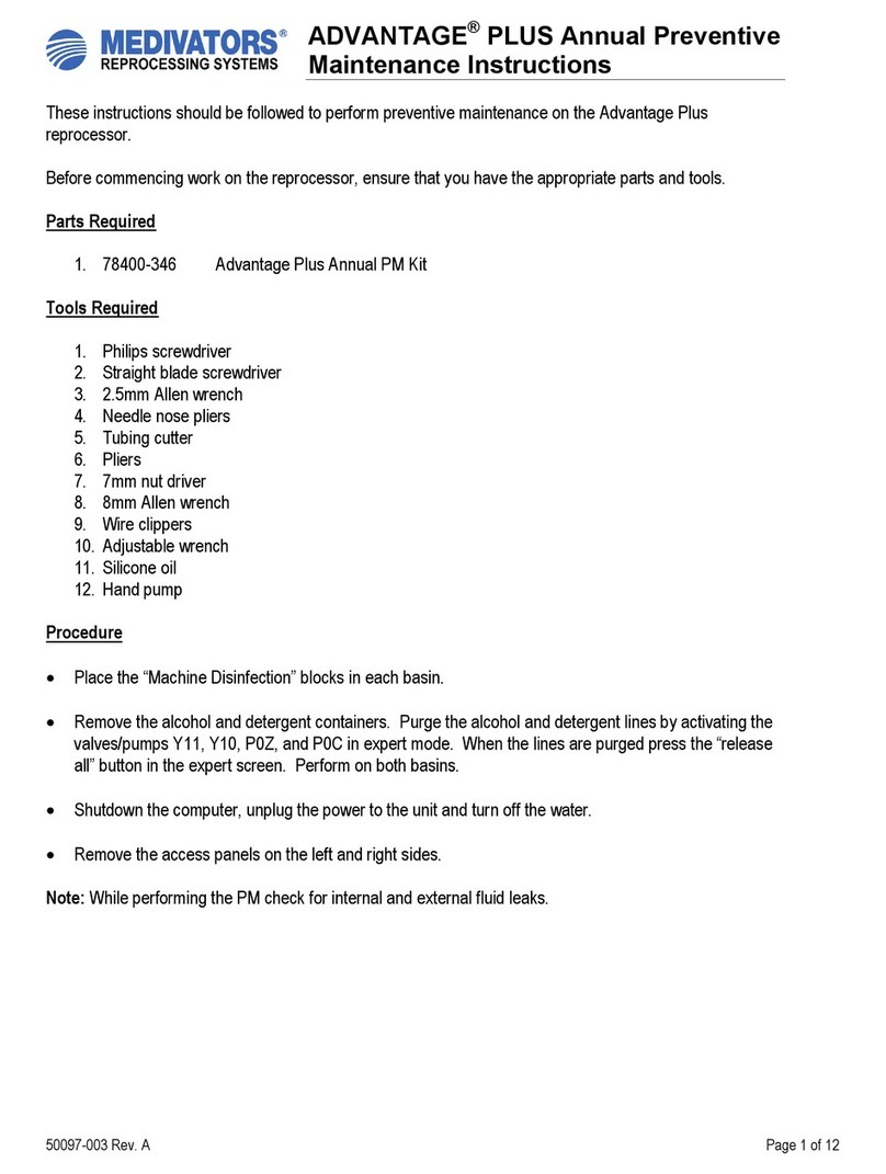 Medivators ADVANTAGE PLUS Maintenance instructions