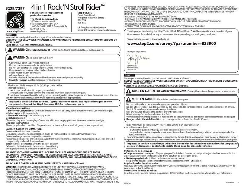 Step 2 4 in 1 Rock 'N Stroll Rider User manual