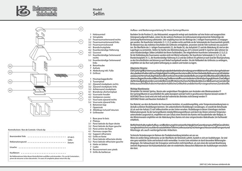 Betonwaren Zehdenick Sellin Instructions for assembly and use