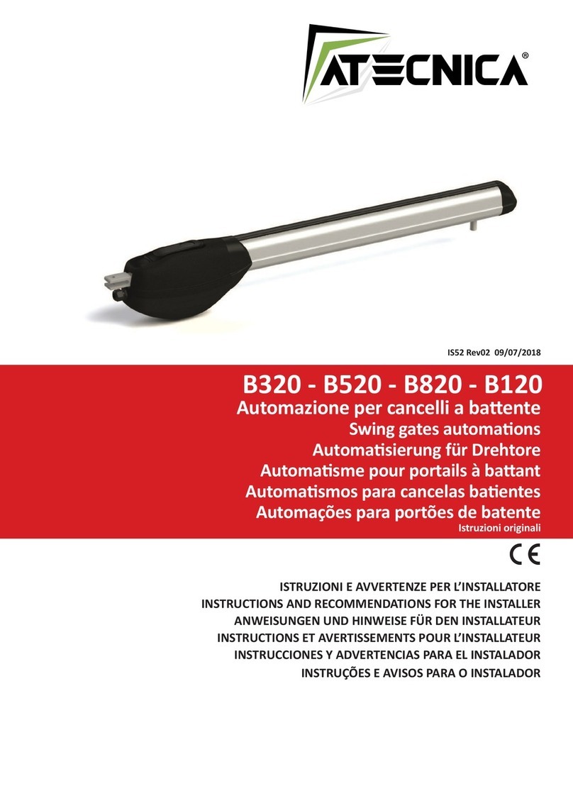 Atecnica B320 INSTRUCTIONS AND RECOMMENDATIONS FOR THE INSTALLER Atecnica B320 INSTRUCTIONS AND RECOMMENDATIONS FOR THE INSTALLER
