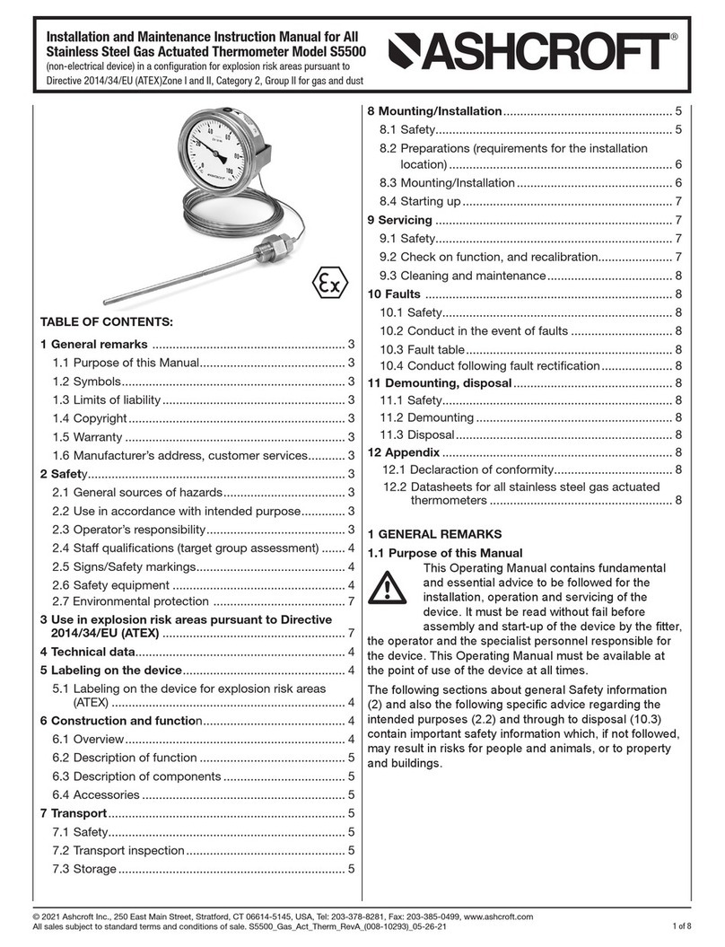 Ashcroft S5500 Installation and maintenance instruction manual