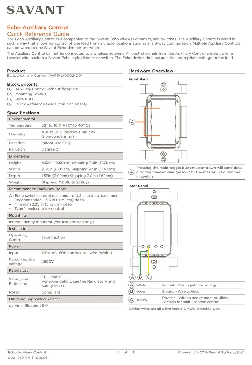 Savant WP3-0002-00 Series User manual