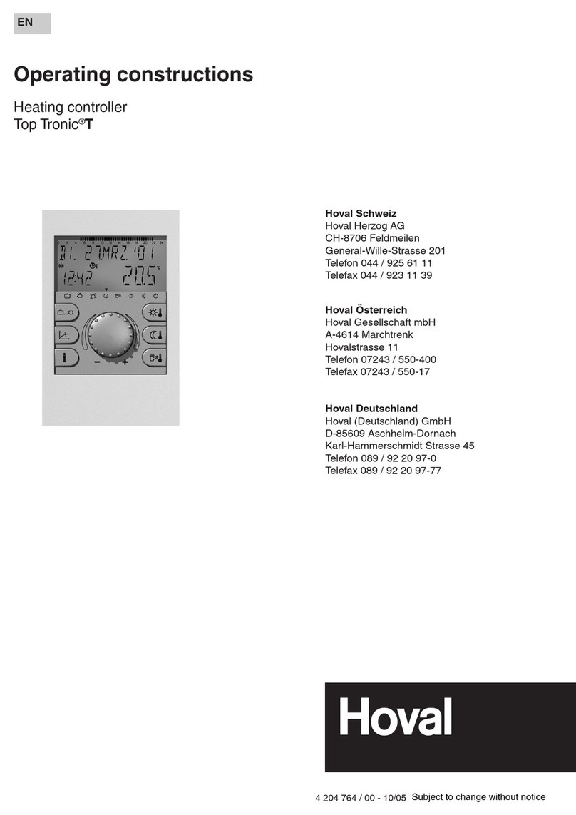 Hoval Top Tronic T Operating constructions