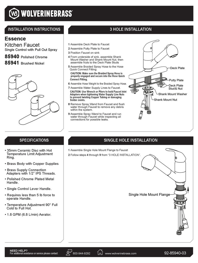 Wolverine Brass Essence 85940 installation instructions Wolverine Brass Essence 85940 installation instructions