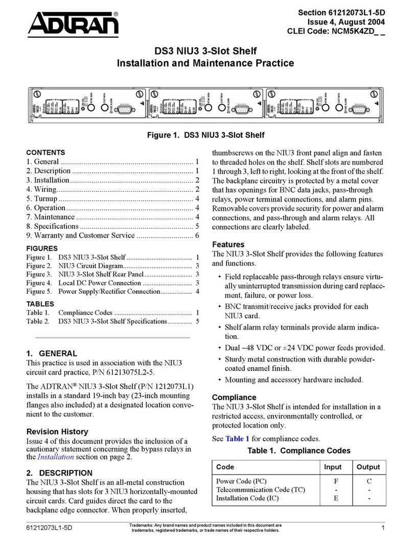 ADTRAN DS3 NIU3 Instruction Manual