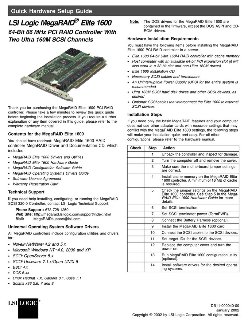 LSI MegaRAID Elite 1600 User manual