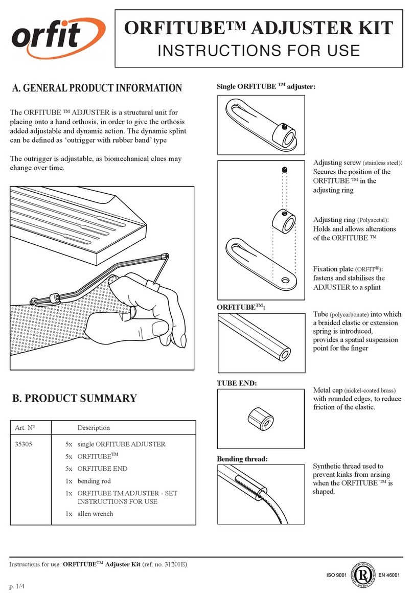 orfit ORFITUBE ADJUSTER KIT User manual