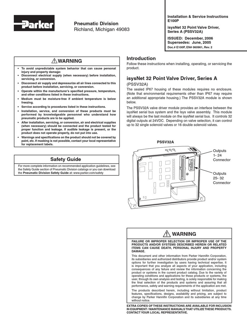 Parker PSSV32A Installation and maintenance instructions