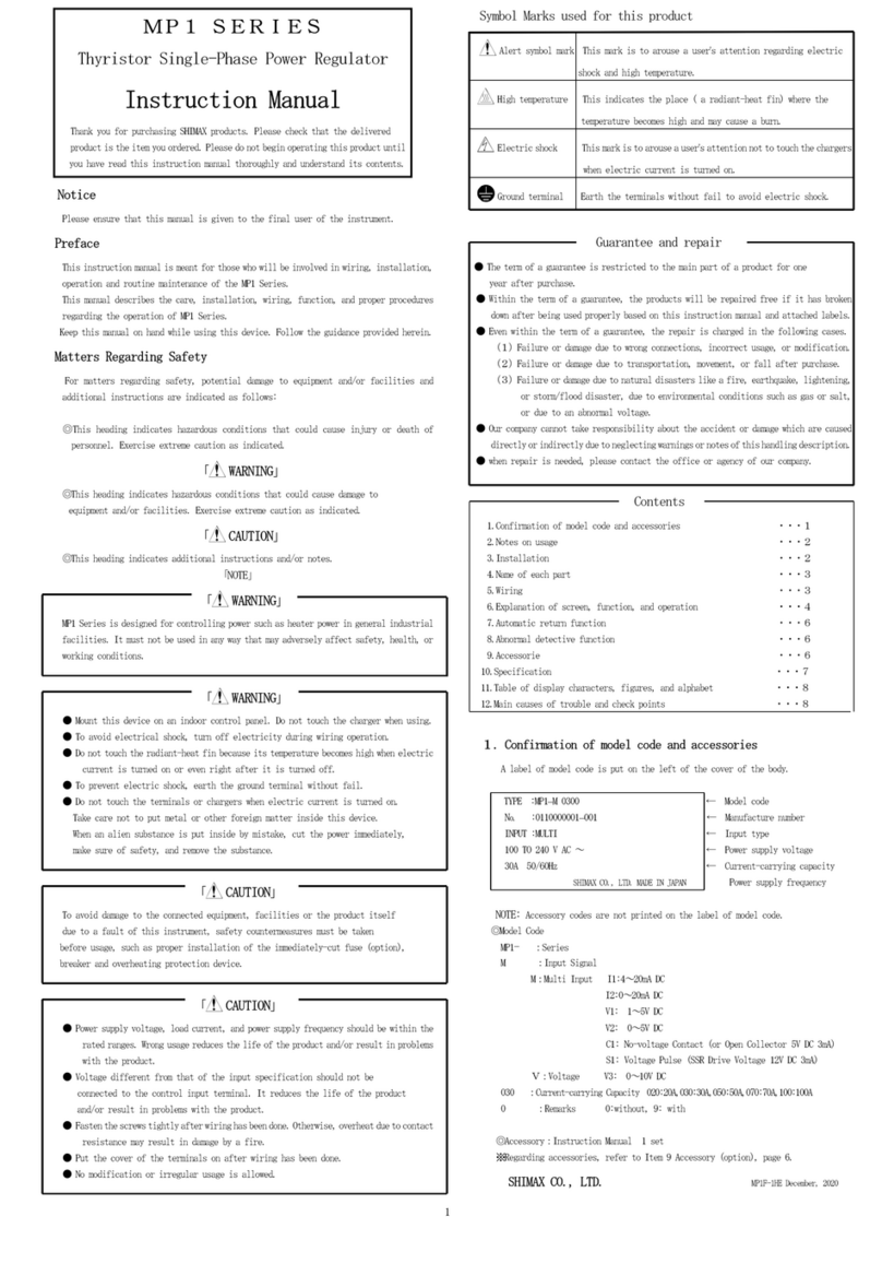 Shimax MP1 Series instruction manual