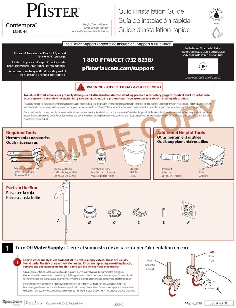 Pfister Contempra LG40-N Quick installation guide Pfister Contempra LG40-N Quick installation guide