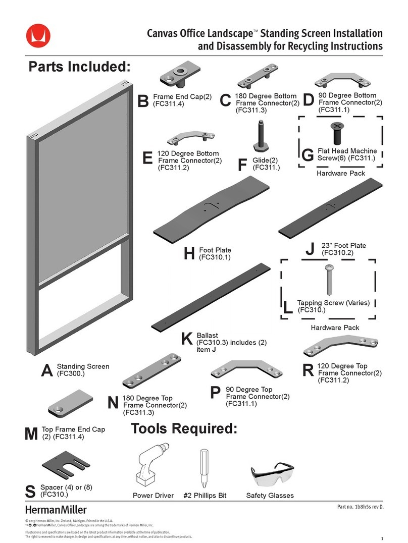 Herman Miller Canvas Office Landscape Standing Screen Installation and Disassembly for Recycling Instructions