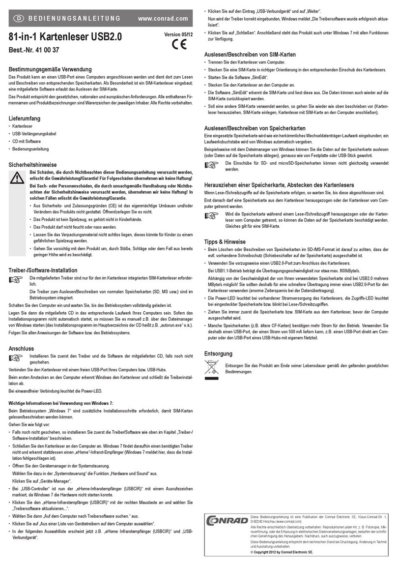 Conrad 41 00 37 User manual Conrad 41 00 37 User manual